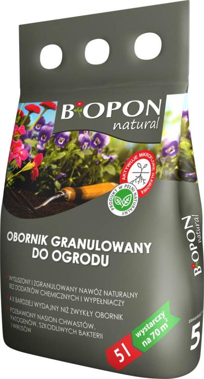 Obornik granulowany kurzy do ogrodu NATURAL, Biopon, 5l