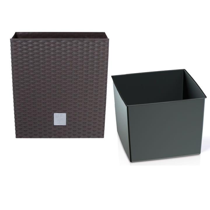 Doniczka kwadratowa, rattanowa RATO Low DRTS170L z wkładem