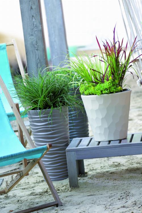 Doniczka falista Sand z wkładem DPSA300