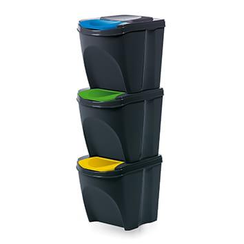 Kosze na śmieci do kuchni 3x25l, SORTIBOX IKWB25S3 antracyt