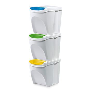 Kosze na śmieci do kuchni 3x25l, SORTIBOX IKWB25S3 biały
