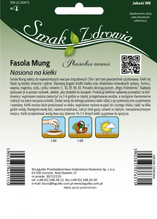 Nasiona na kiełki - Fasola Mung