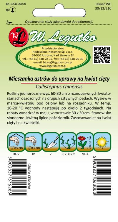 Aster chiński na kwiat cięty mieszanka
