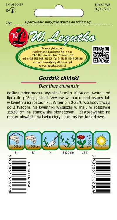 Nasiona Goździk chiński mieszanka, 1g