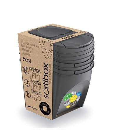 Kosze na śmieci do kuchni 3x25l, SORTIBOX IKWB25S3 złożony zestaw