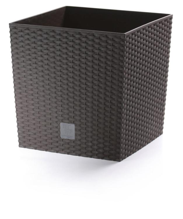 Doniczka kwadratowa, rattanowa RATO Low DRTS200L z wkładem