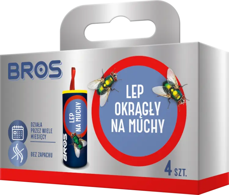 Lep na muchy, okrągły, Bros, 4-pak