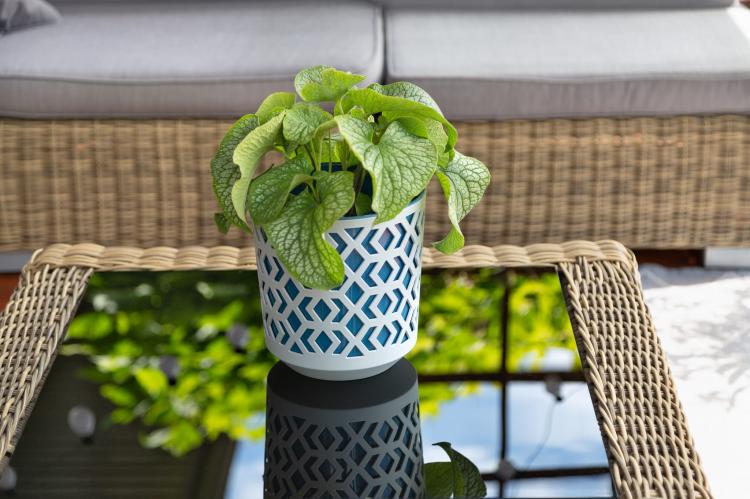 Doniczka okrągła AZTEK 255 biała wkład morski