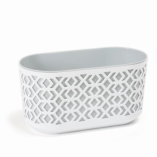 Doniczka podłużna AZTEK z wkładem 400 biała szary wkład