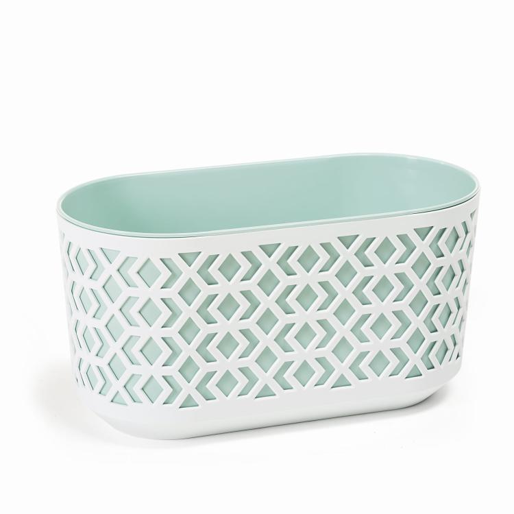 Doniczka podłużna AZTEK z wkładem 400 biała miętowy wkład