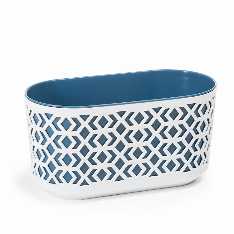 Doniczka podłużna AZTEK z wkładem 400 biała - morski wkład