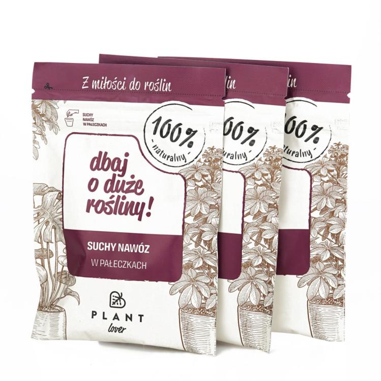 DBAJ O DUŻE ROŚLINY! Zestaw 3 szt. Nawóz do roślin doniczkowych w pałeczkach, Plant Lover