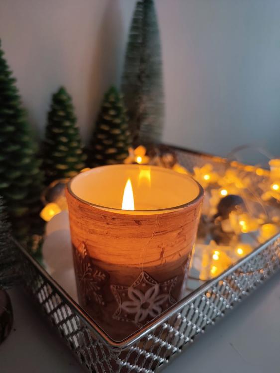 Świece zapachowe, świąteczne w szkle, o zapachu pierników. Zestaw 3 szt. SN72 s-23 Gingerbread.