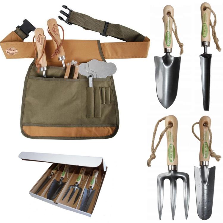 Pas ogrodniczy brązowy + zestaw narzędzi