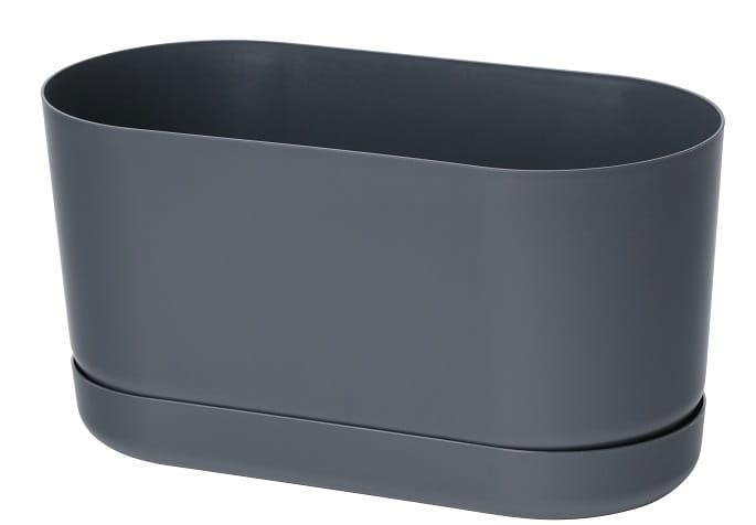 Doniczka podłużna Satina 27 z podstawką antracytowa