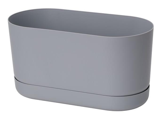 Doniczka podłużna Satina 27 z podstawką platyna