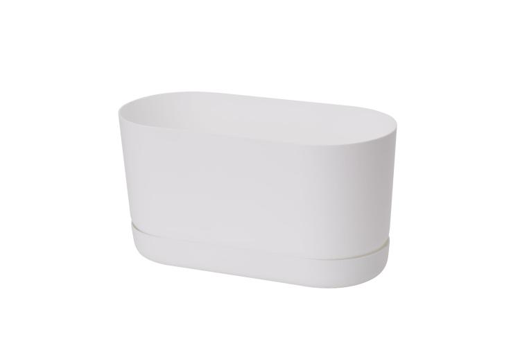 Doniczka podłużna Satina 27 z podstawką biała