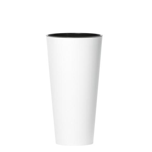 Doniczka Tubus Slim DTUS250 – biała, matowa, widok z przodu