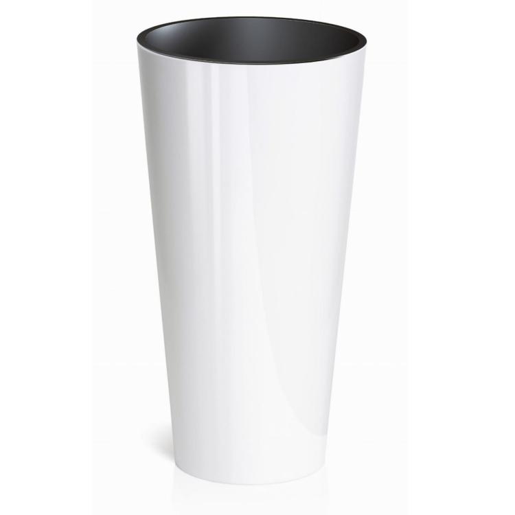 Doniczka wysoka biała w połysku Tubus slim shine DTUS400S