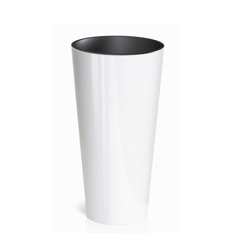 Doniczka wysoka biała w połysku Tubus slim shine DTUS300S