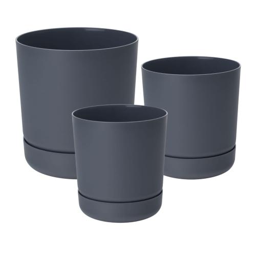 Zestaw doniczek Satina 13, 15, 17 z podstawką antracytow