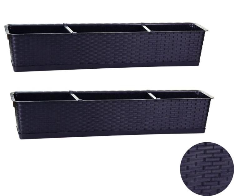 Doniczka balkonowa Ratolla z podstawką ISR800P, zestaw 2 sztuki