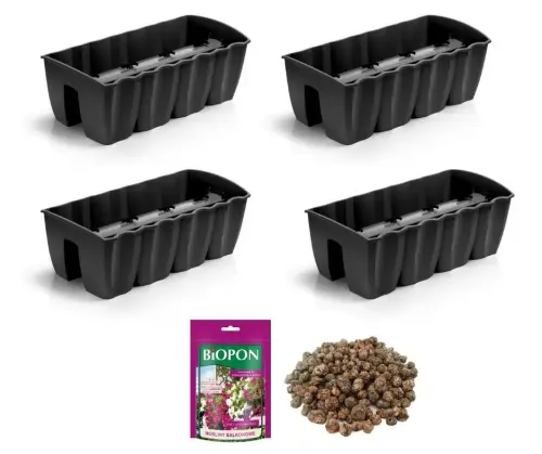 Doniczka na balustradę DCRO600 komplet 4 szt. keramzyt i odżywka