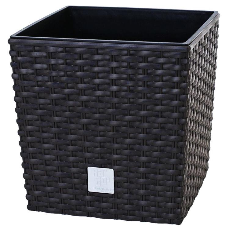 Doniczka kwadratowa, rattanowa RATO Low DRTS200L z wkładem