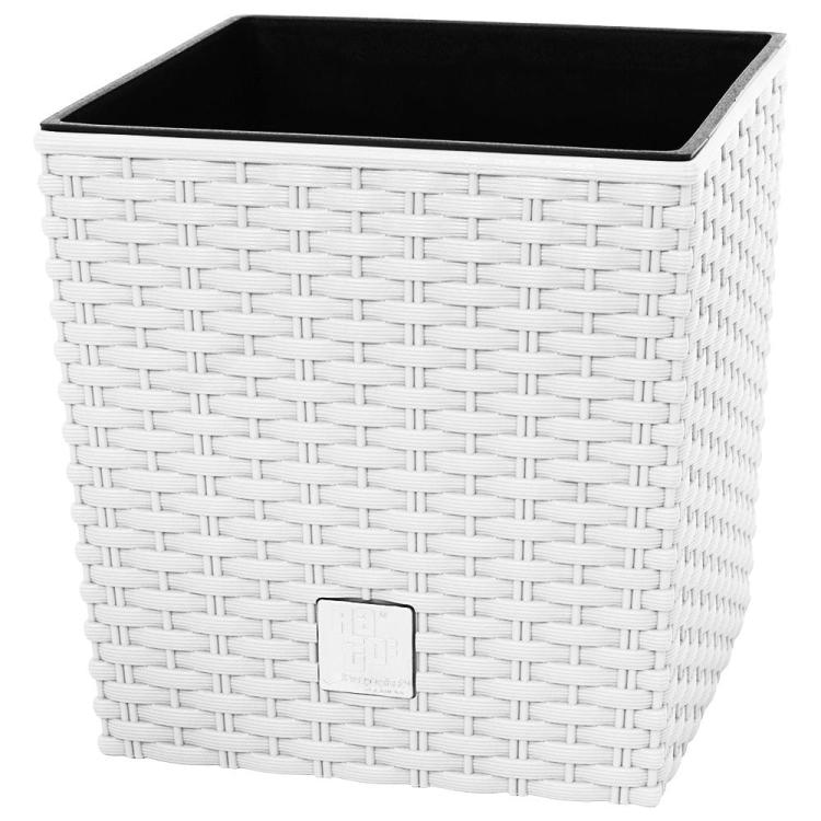 Doniczka kwadratowa, rattanowa RATO Low DRTS200L z wkładem