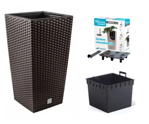 Doniczka wysoka z nawadnianiem, rattanowa RATO DRTS400S