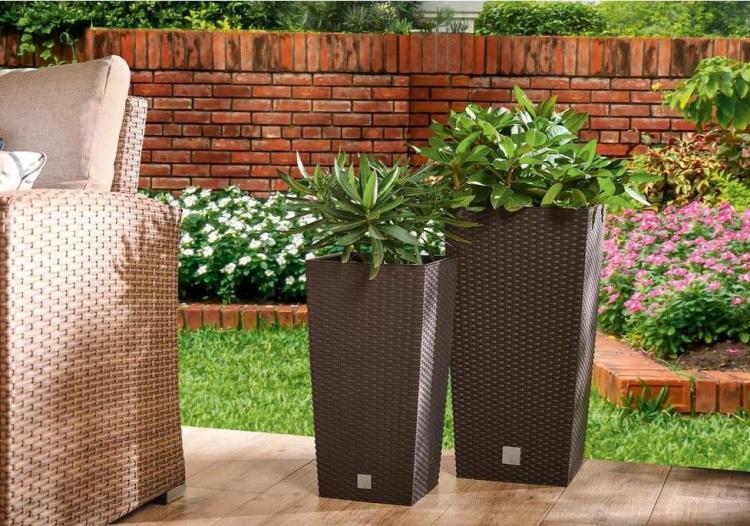 Doniczka wysoka z nawadnianiem, rattanowa RATO DRTS325S