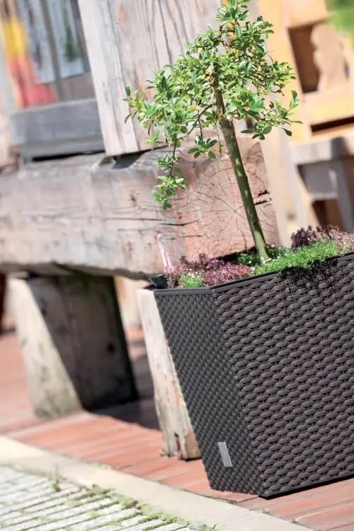 Doniczka z nawadnianiem, kwadratowa, rattanowa RATO DRTS400LS