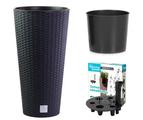 Doniczka wysoka z nawadnianiem, rattanowa RATO DRTUS300S