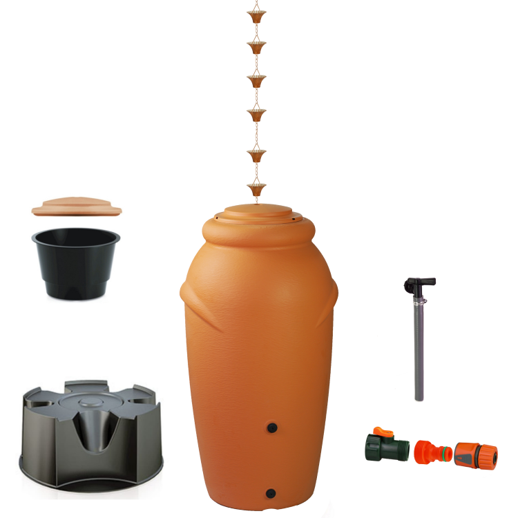 Zbiornik na deszczówkę AQUACAN 210 l z podstawą i łańcuchem