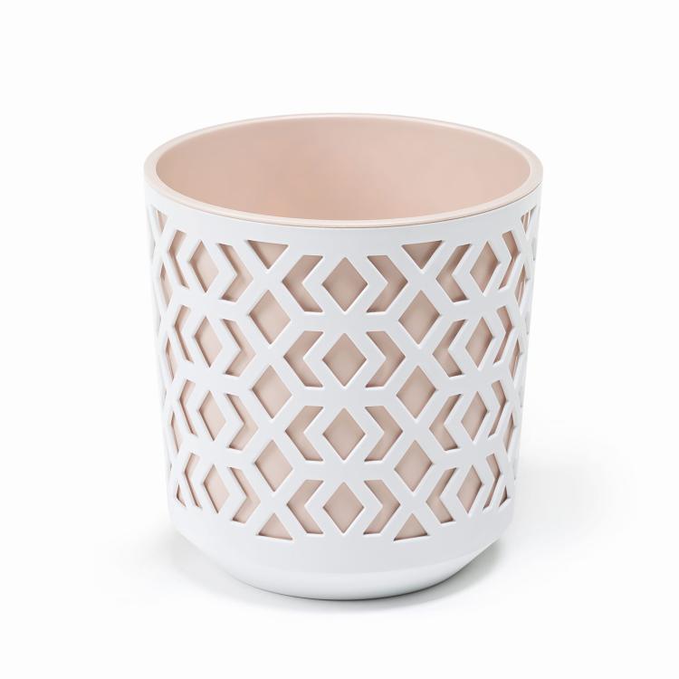 Doniczka okrągła AZTEK 255 biała wkład różowy