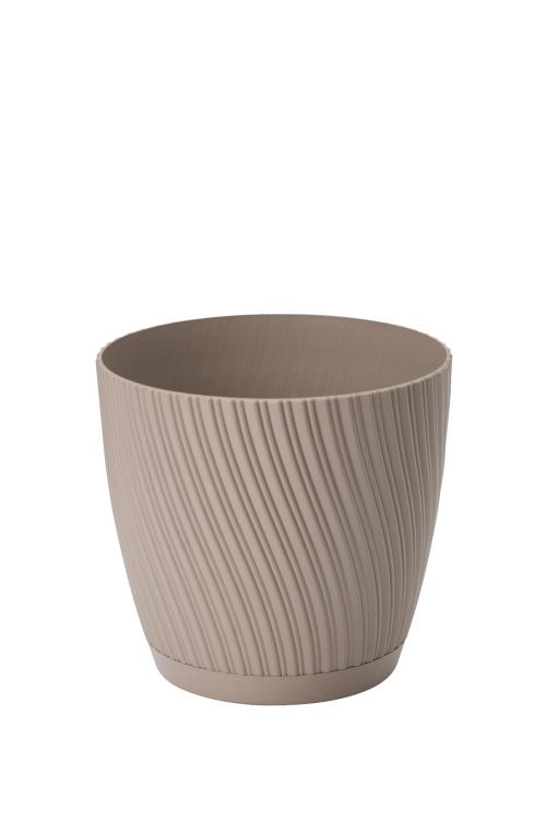 Doniczka z podstawką Mika 15 okrągła szarobeż