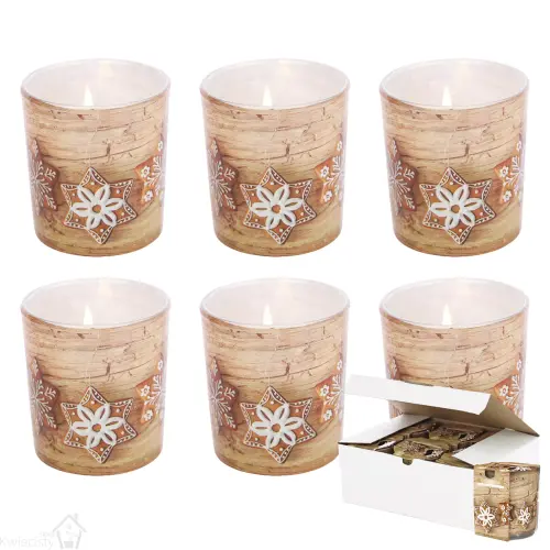 Świece zapachowe, świąteczne w szkle, o zapachu pierników. Zestaw 6 szt. SN72 s-23 Gingerbread.