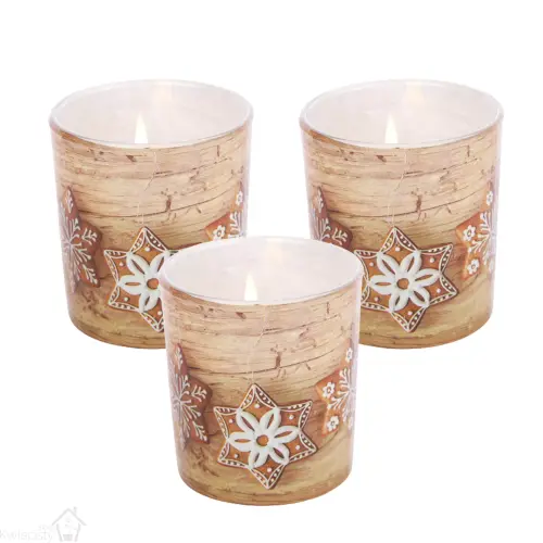 Świece zapachowe, świąteczne w szkle, o zapachu pierników. Zestaw 3 szt. SN72 s-23 Gingerbread.