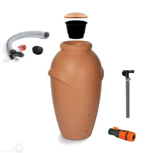 Beczka na deszczówkę AQUACAN 360 l + przyłącza - kolor terrakota