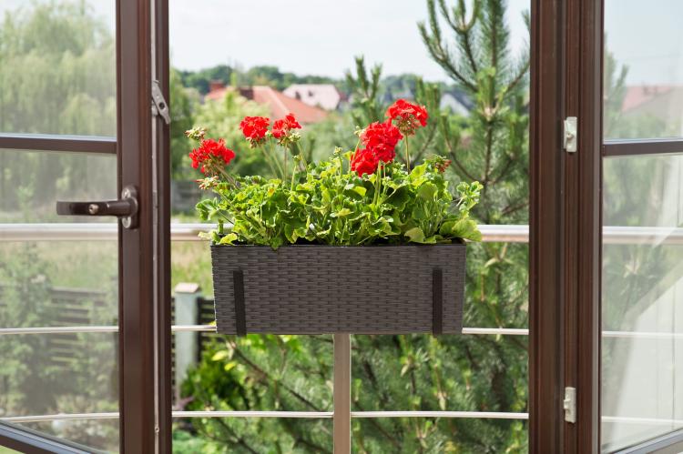 Doniczka balkonowa z uchwytem Begonia 560 rattan, Lamela