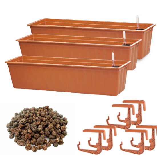 Zestaw doniczek balkonowych IS6CAN z uchwytami i keramzytem