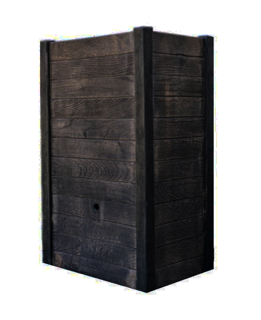 Zbiornik na wodę deszczową, deszczówkę naziemny, przyścienny z donicą RAIN BOX 80L szary