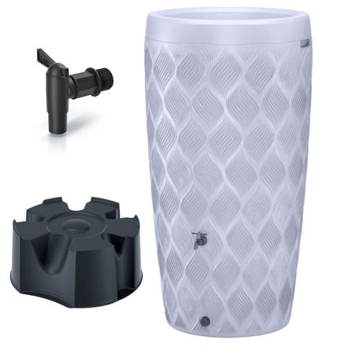 Zbiornik na wodę deszczową Flow 240l z kranem i podstawą | Platyna