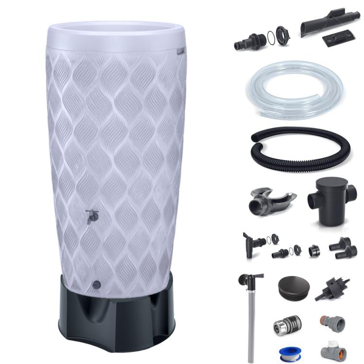 Zbiornik na deszczówkę Flow 240l przyłącza i podstawa | Platyna