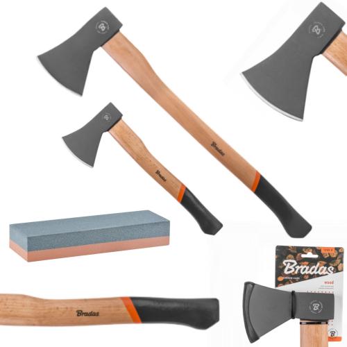 Siekiery z drewnianym trzonkiem 600g, 1500g z osełką w zestawie