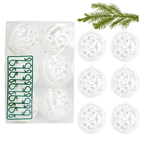 Bombki choinkowe ażurowe białe 6 szt.