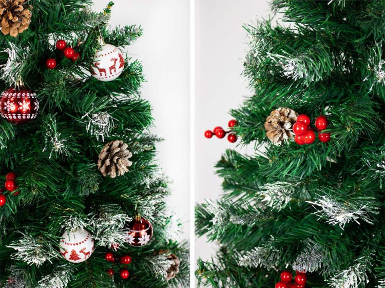 Choinka na pniu sztuczna, udekorowana, 160cm