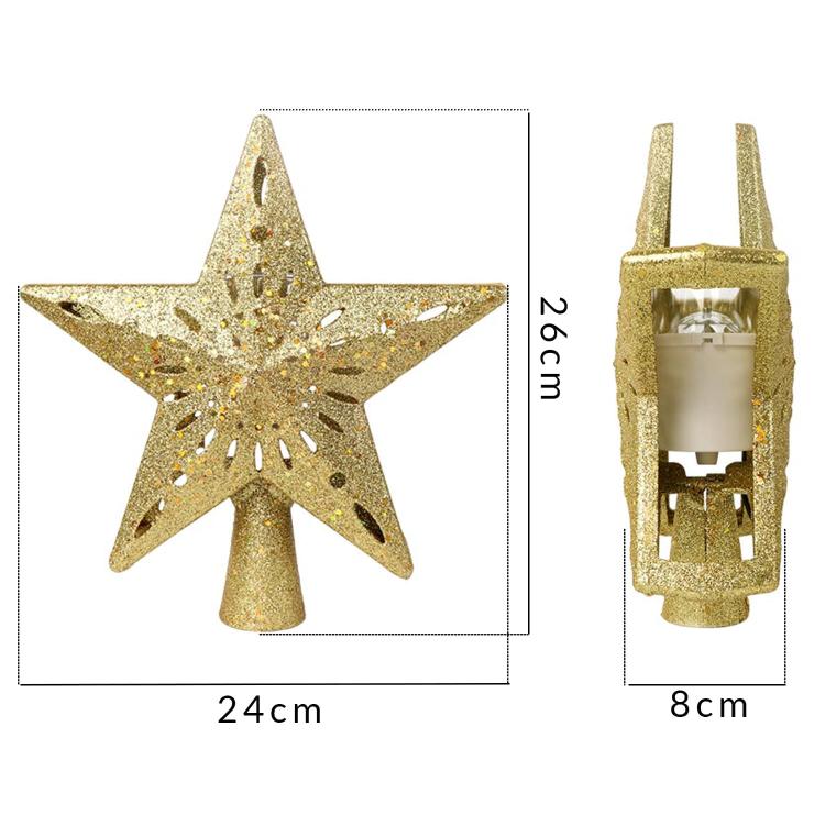 Czubek na choinkę gwiazda złota, z projektorem