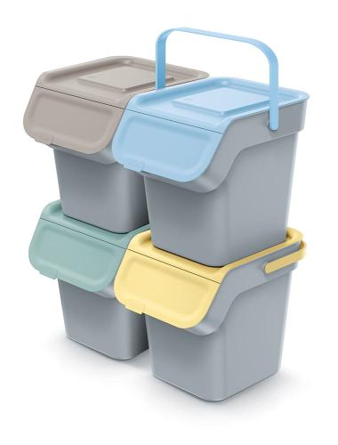 Kosze na śmieci z filtrem węglowym KADDI Q SET4, zestaw do segregacji, Smooth Gray