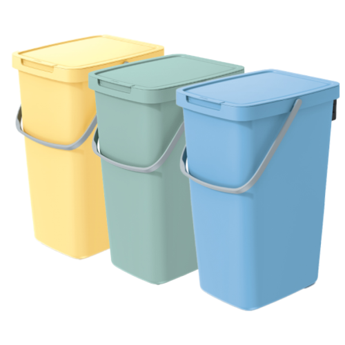 Kosze na śmieci do segregacji SYSTEMA Q COLLECT, zestaw 3 koszy, 3x20L